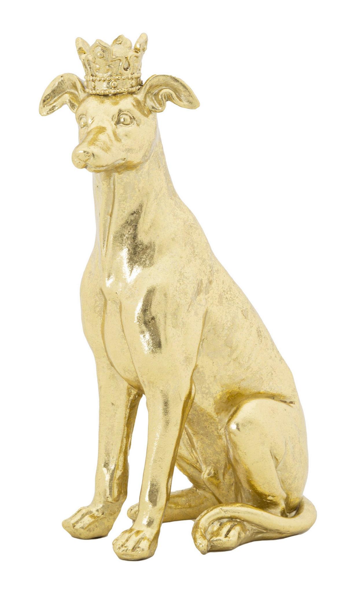 Skulptur Dog Gold Goldfarben, B: 20 cm - Goldfarben, Basics, Kunststoff (20/33/12.5cm)