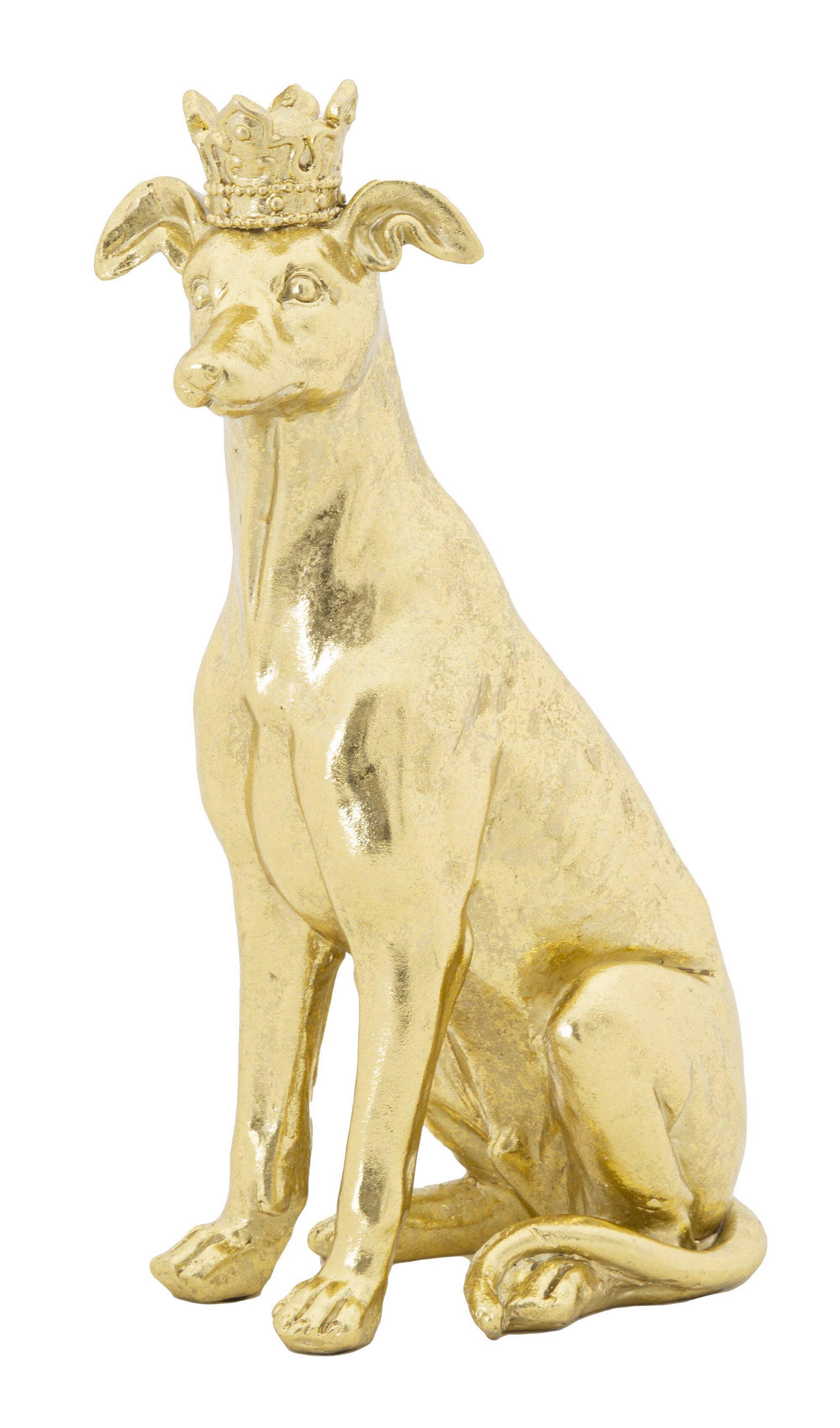 Skulptur Dog Gold Goldfarben, B: 20 cm