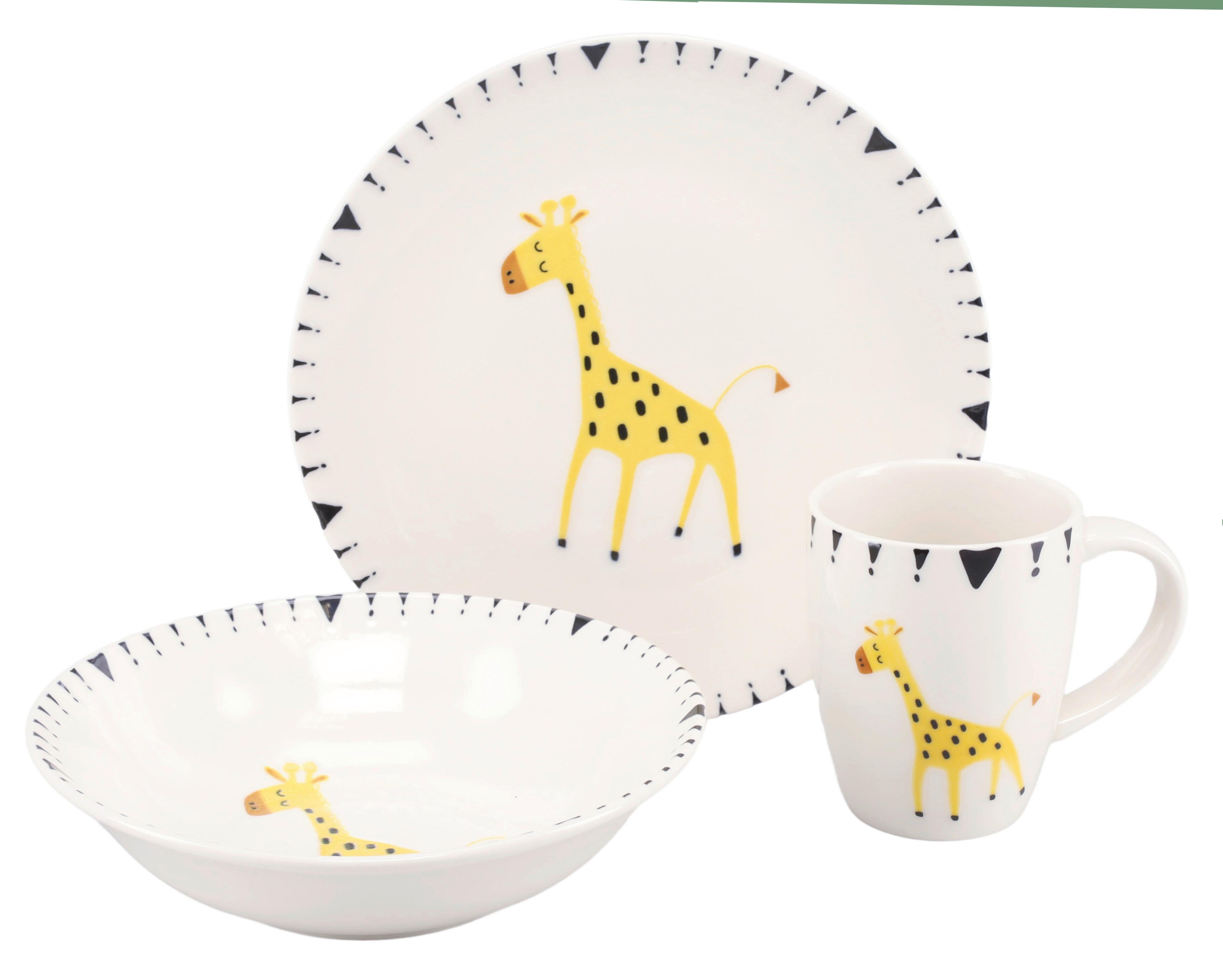 Kindergeschirrset 3 -Teilig. Steinzeug, Giraffe - Multicolor, Basics, Keramik - Creatable