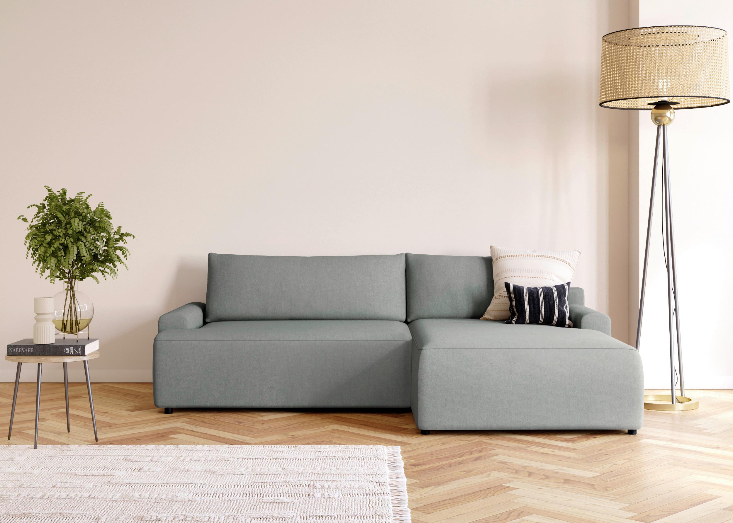 Eckschlafsofa Prag, Grau S: 253x167 cm - Schwarz/Grau, MODERN, Textil (253/167cm) - Trendmanufaktur