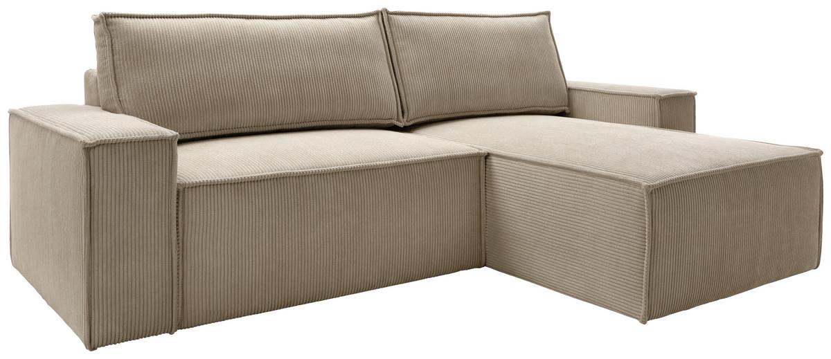 Rohová pohovka PERLLO, obojstranná, sivohnedá - čierna/taupe, Konventionell, drevo/textil (251/170cm) - MID.YOU