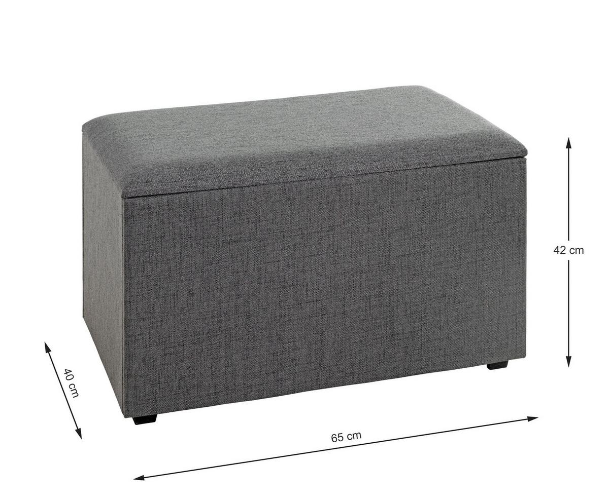 Truhenbank Zlatan Anthrazit - Anthrazit/Schwarz, Basics, Holzwerkstoff/Textil (65/42/40cm)
