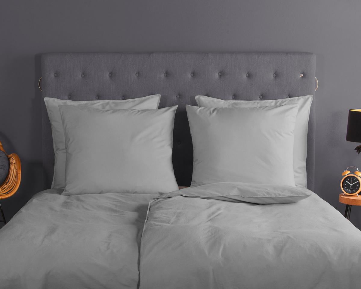 Bettwäsche Uni Grau Hellgrau 135x200 cm - Hellgrau, Basics, Textil (135/200cm)