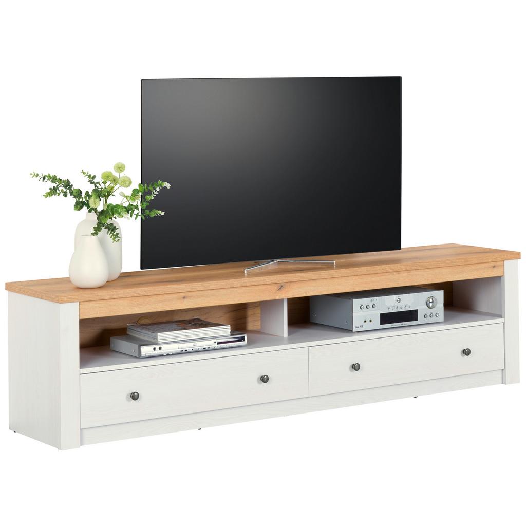 TV-Element Rovigio Weiß, Lärche Dekor B: 201 cm