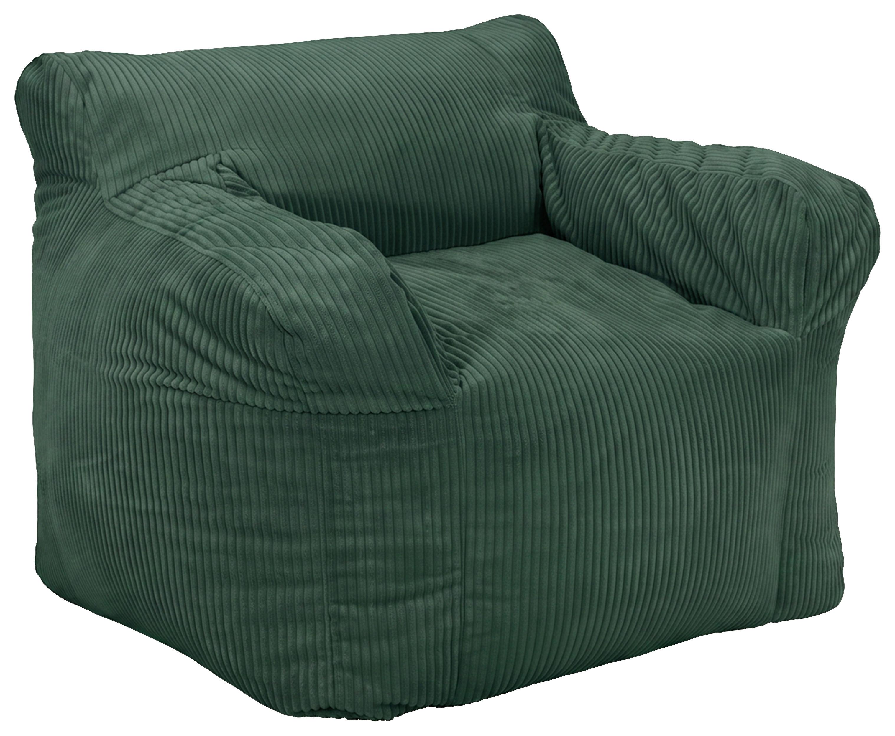 Sitzsack Rivo Cord grün, Indoor, B: 110cm - Grün, Basics, Textil (110/75/100cm)