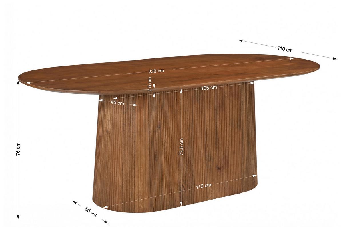 ESSTISCH Naturfarben L: 230cm - Naturfarben, MODERN, Holz (230/110/76cm) - MID.YOU