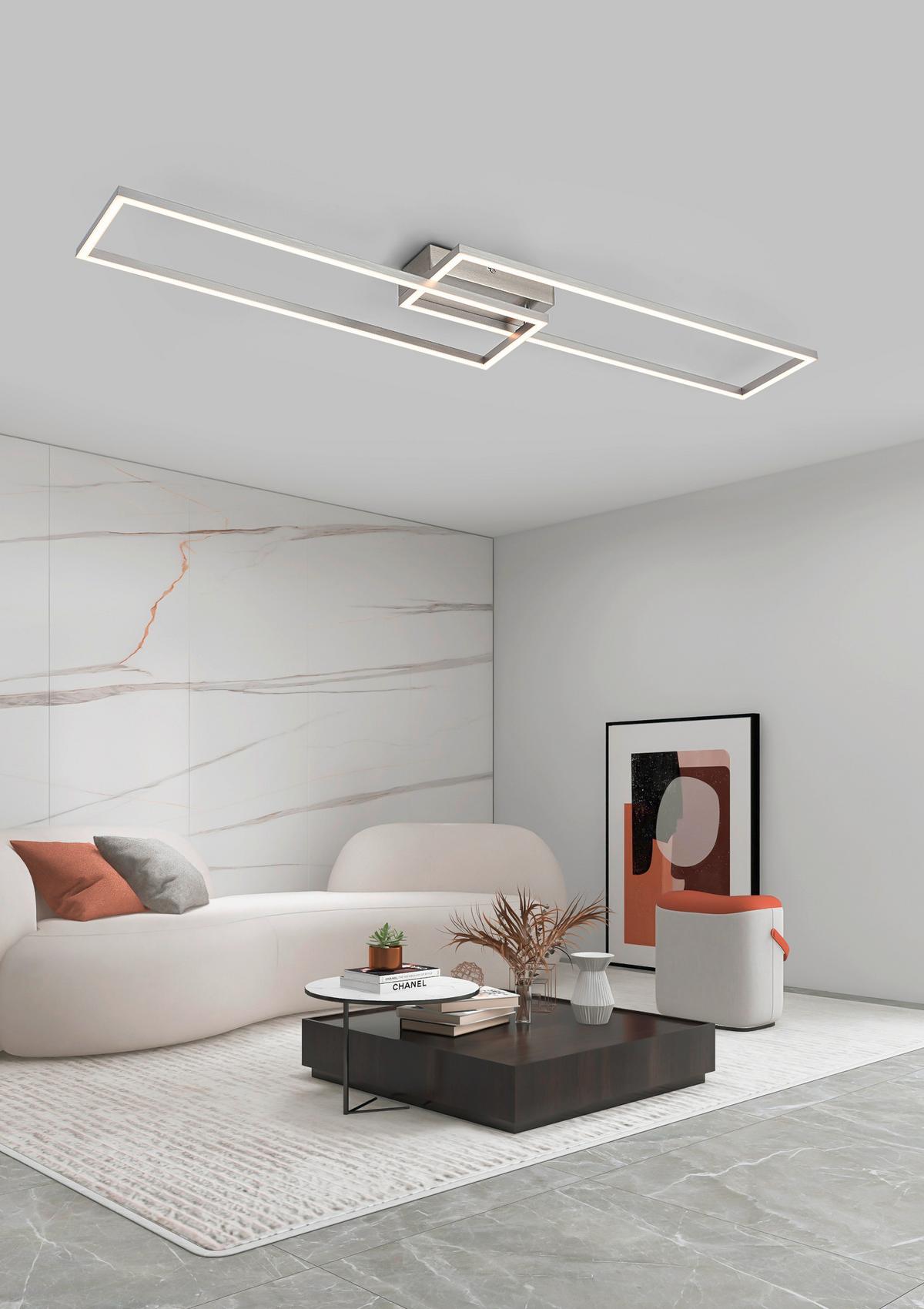 Led-deckenleuchte Suna - Alufarben/Nickelfarben, MODERN, Kunststoff/Metall (93/22/6,5cm) - Luca Bessoni