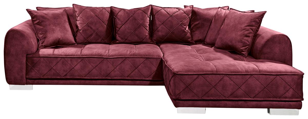 Rohová sedačka SENTINA, oboustranná, bordový velur - bordeaux/barvy stříbra, Basics, textil/plast (319/194cm) - MID.YOU