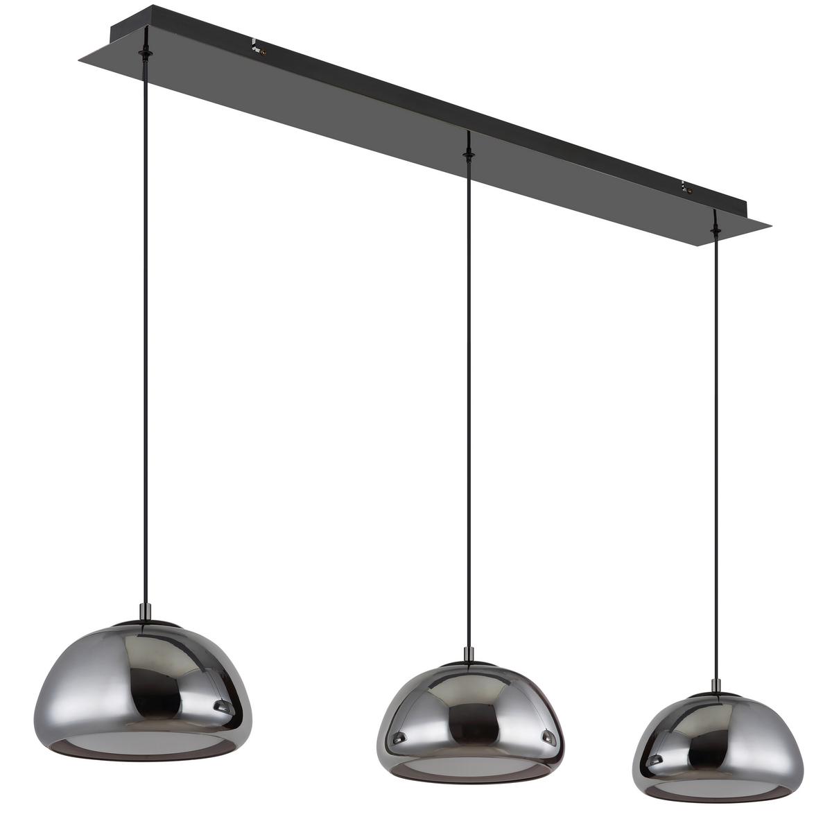 Hängeleuchte Avila Rauchglas ca. 117x25x150 cm - Schwarzchrom/Schwarz, Design, Glas/Kunststoff (117/25/150cm) - Globo