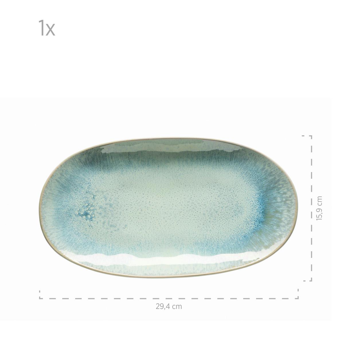 Servierplatte Aus Steinzeug Frozen 3-Tlg. Grün - Grün, Basics, Keramik (39/24,5/10cm) - Mäser