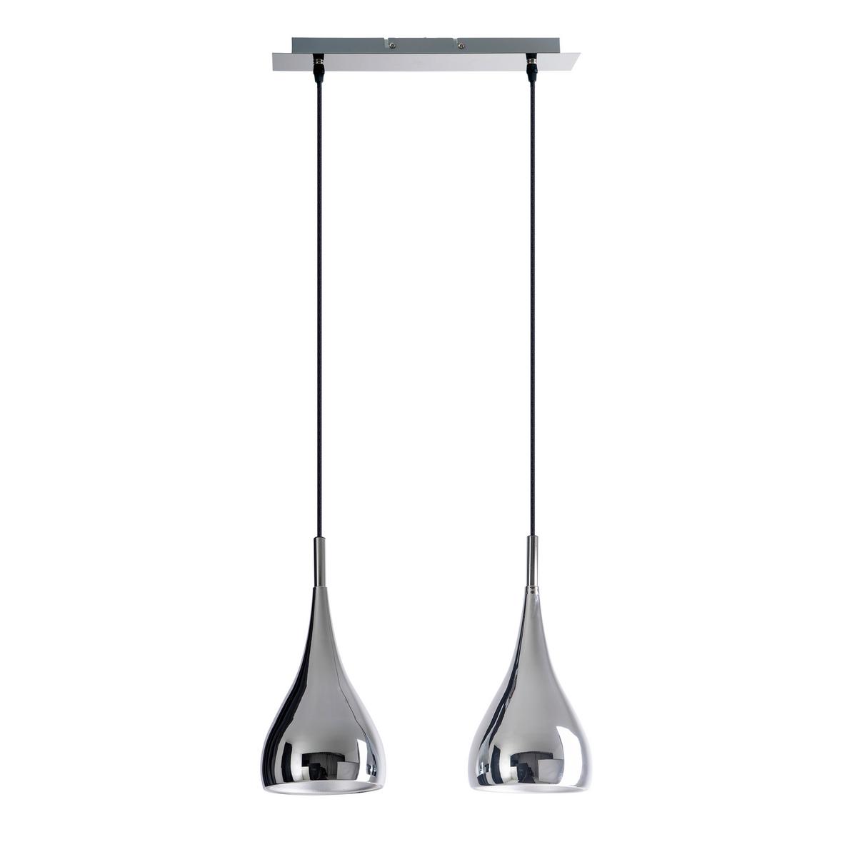 Hängeleuchte Style H: 140 Cm 2-Flammig Chromfarben - Chromfarben, Trend, Metall (40/8/140cm) - Näve