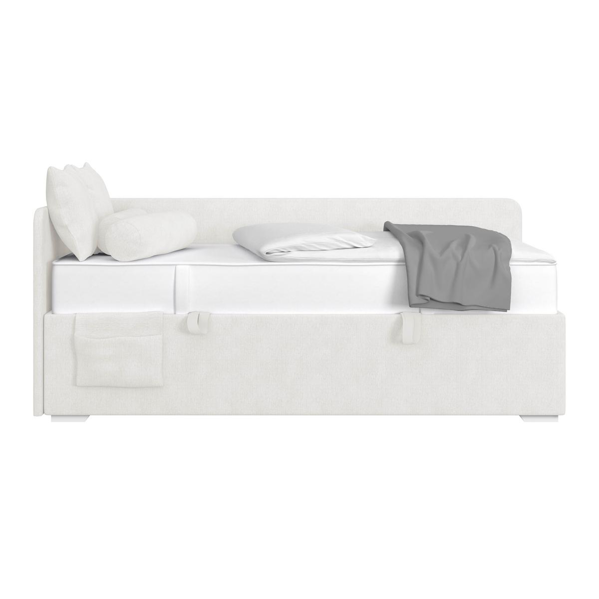 Kárpitozott Ágy Remi 90/200cm - ezüstszínű/fehér, Modern, textil/fa (90/200cm)