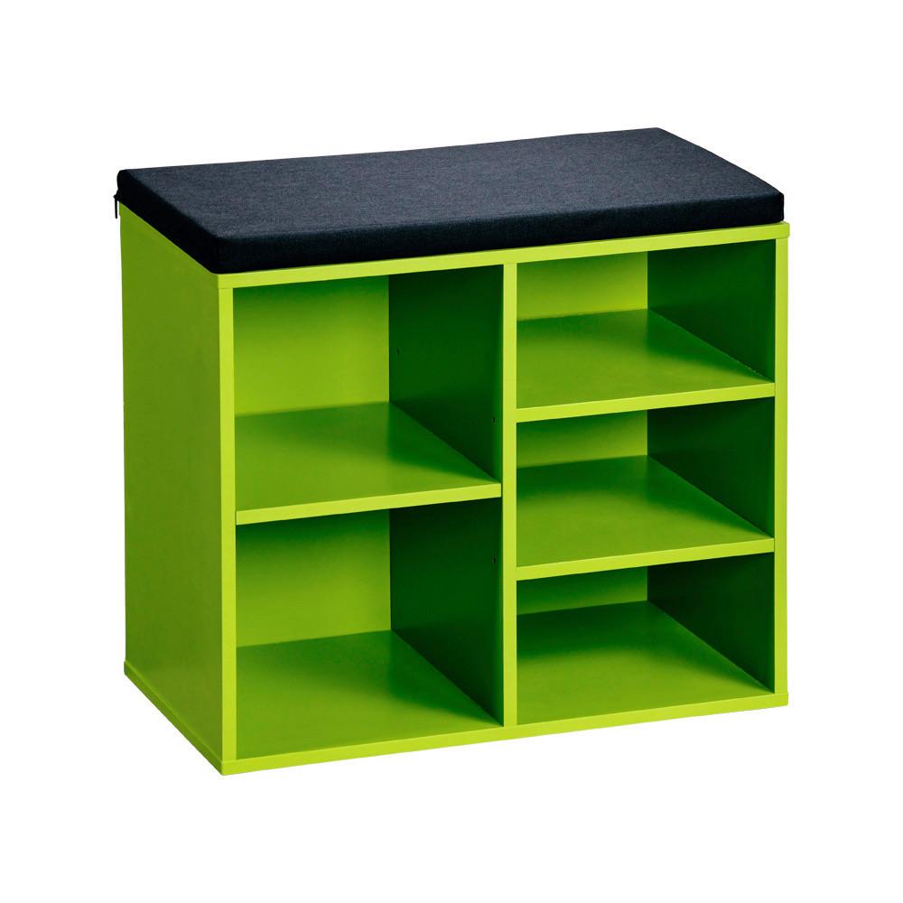 Schuhregal 4 Ablagen 5 Paar Grün H: 48 cm - Schwarz/Grün, Basics, Holzwerkstoff/Textil (51,5/48/29,5cm) - Kesper