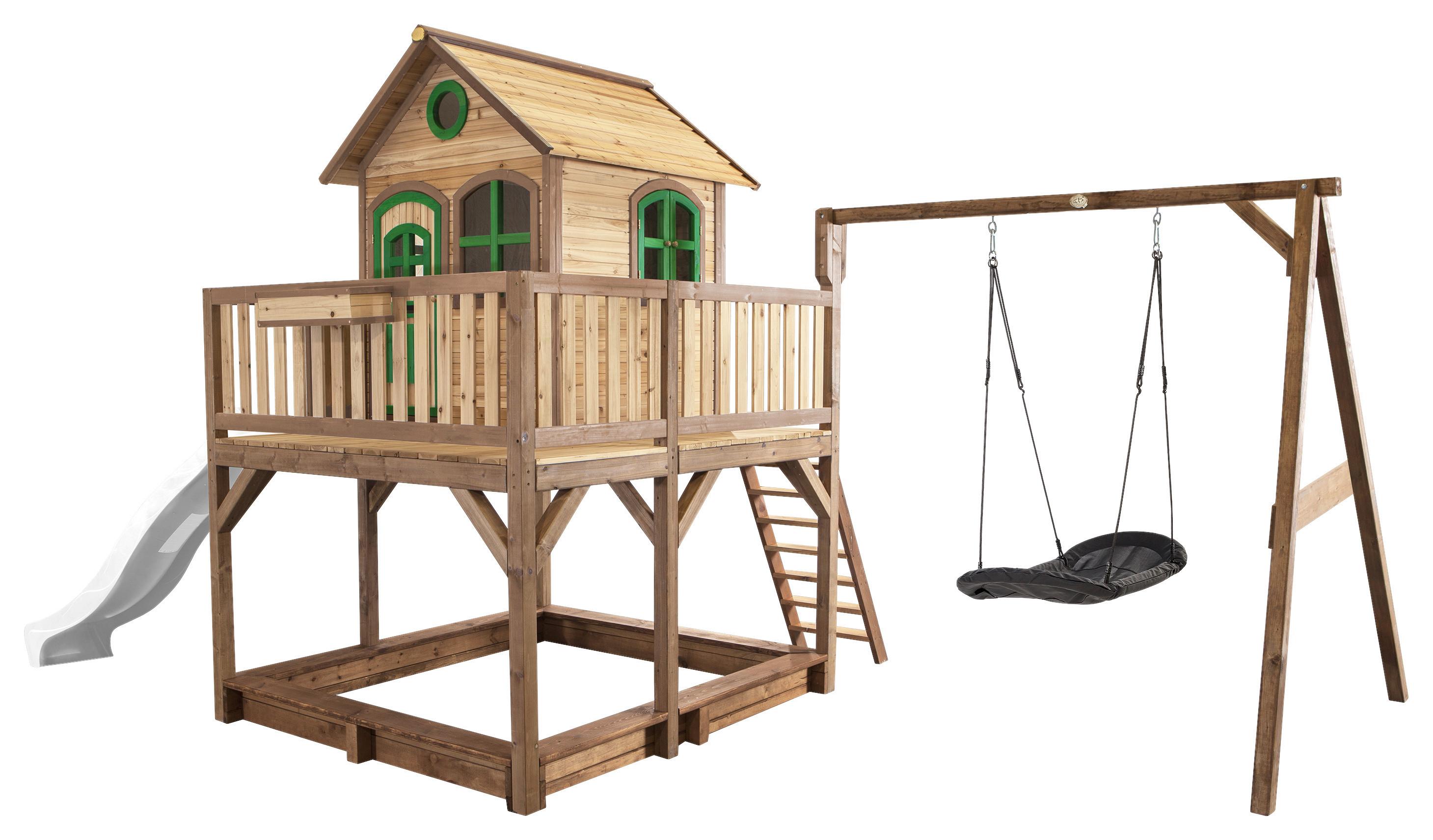 Spielturm A030.158.90 - Weiß/Braun, KONVENTIONELL, Holz (613/291/277cm) - Ambia Garden
