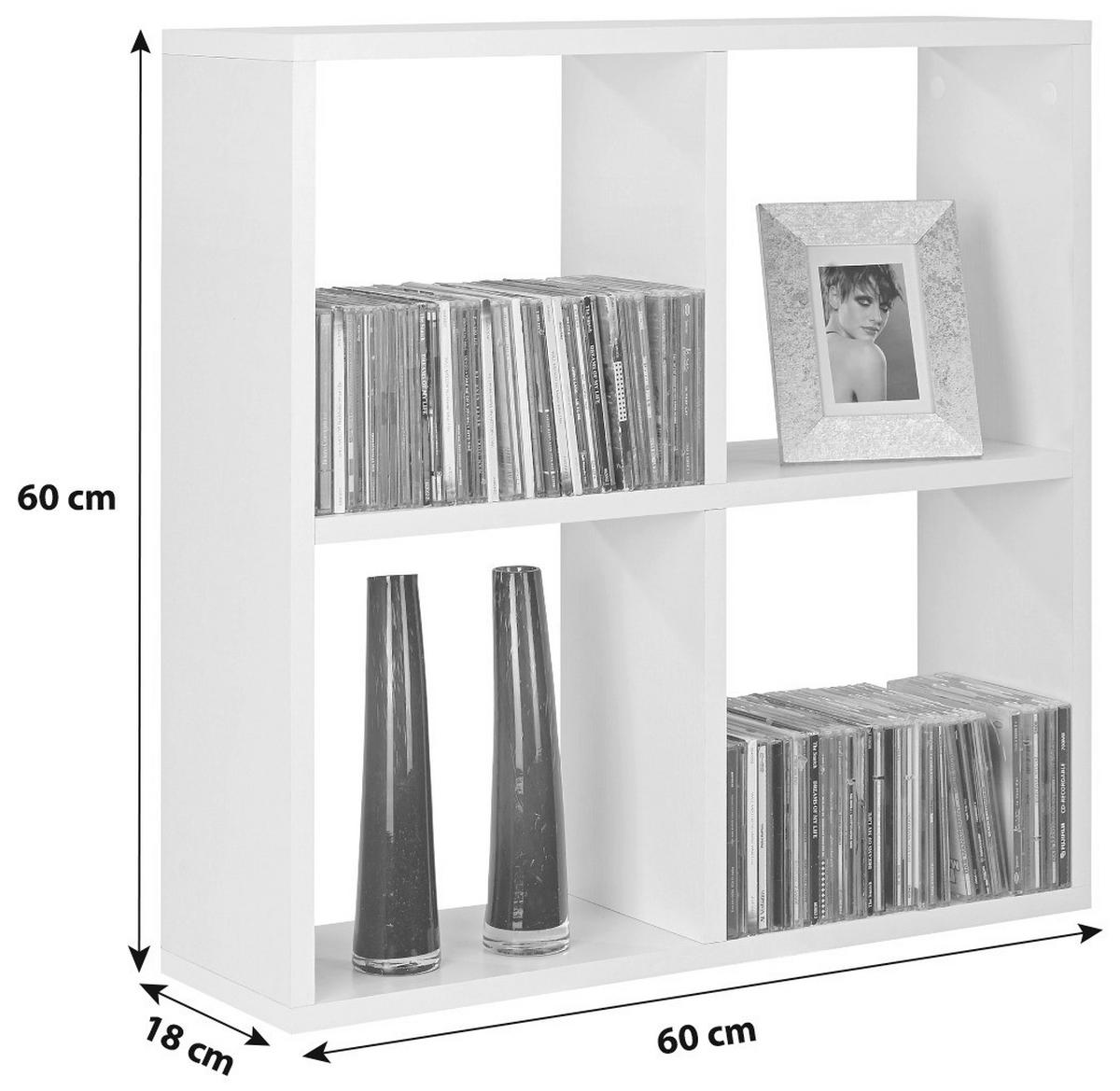NÁSTĚNNÝ REGÁL ALEX  *CENOVÝ TRHÁK* - bílá, Moderní, kompozitní dřevo (60/60/18cm) - Based