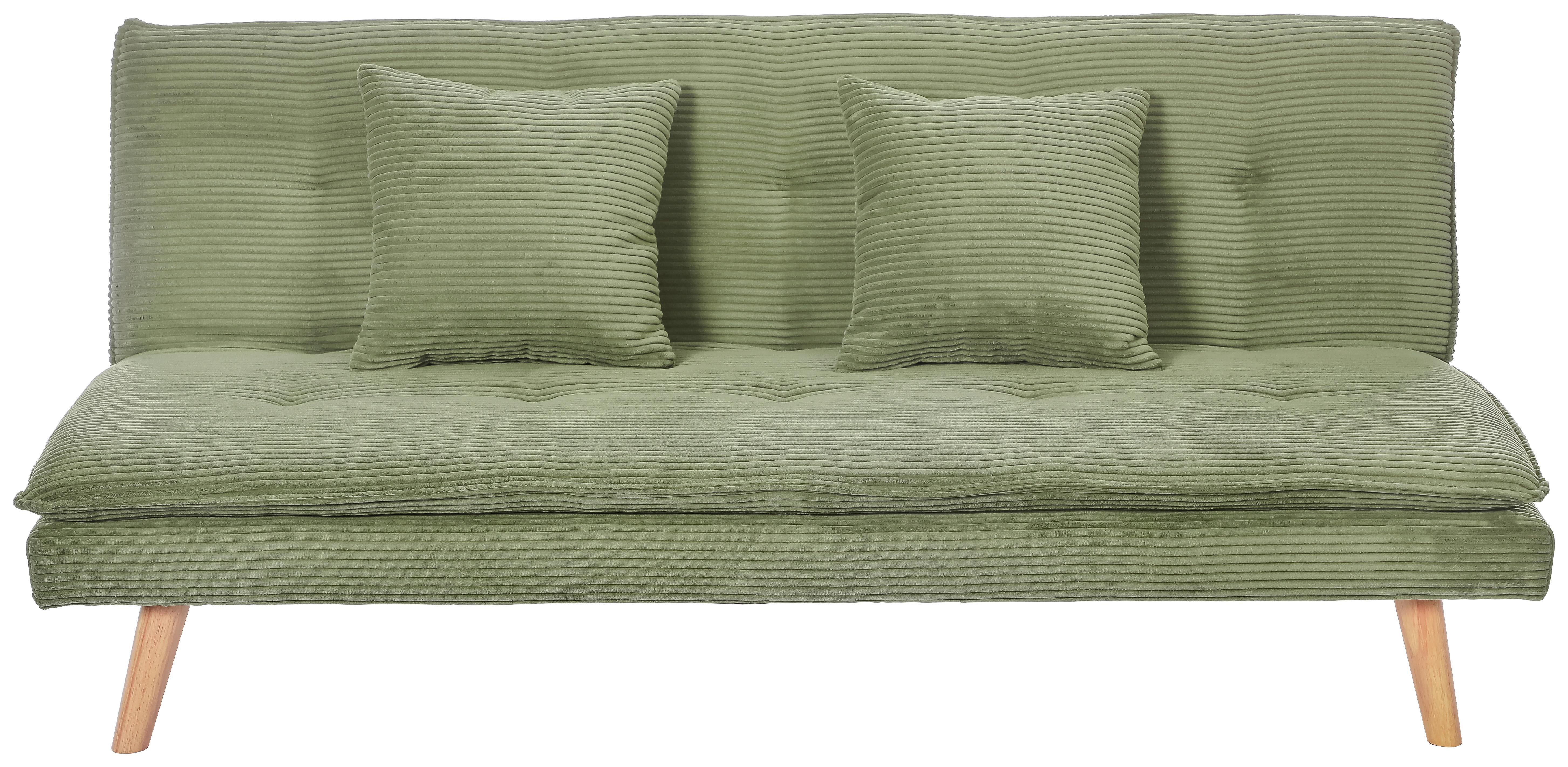 Schlafsofa Passau Grün B: 181 cm - Schwarz/Naturfarben, Basics, Holz/Textil (181/77/92cm) - P & B