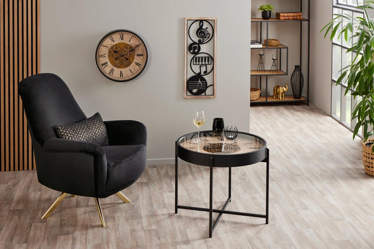 Konferenčný stolík TIME P: 71cm - čierna, Modern, kov/sklo (71,5/57cm)