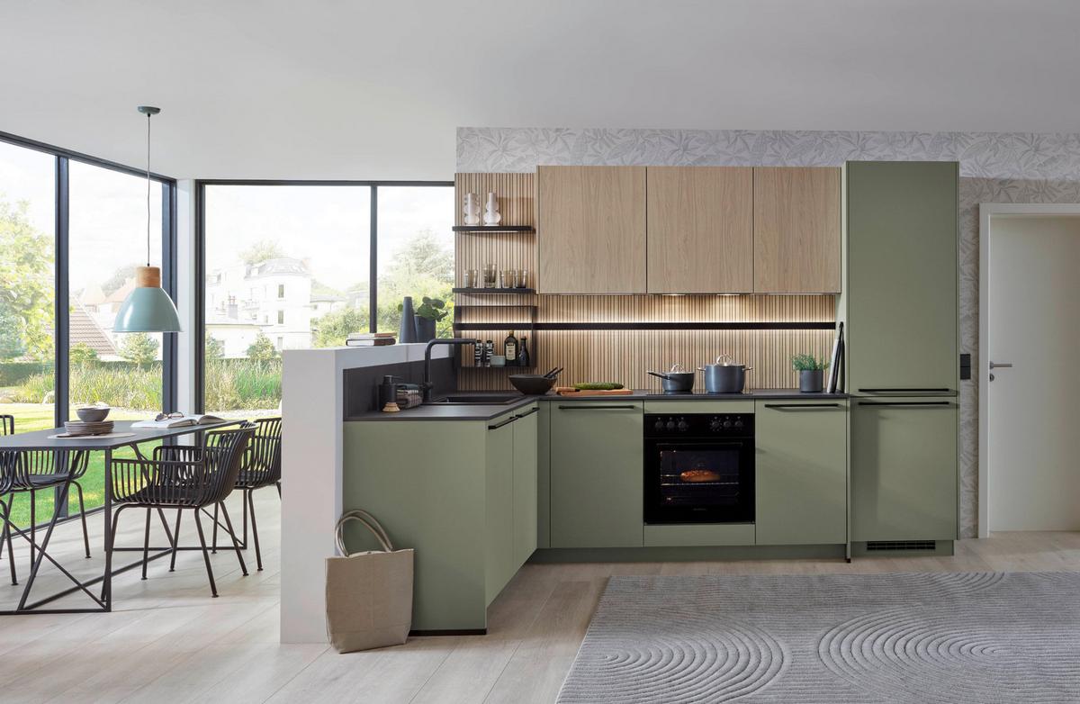 Eckküche Sidney/singapur - Eichefarben/Schwarz, Design, Holzwerkstoff (191,6/288cm)