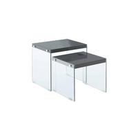 Beistelltisch 2er-set Elementary Glas, Schwarz - Klar/Schwarz, Basics, Glas/Holzwerkstoff - Kayoom