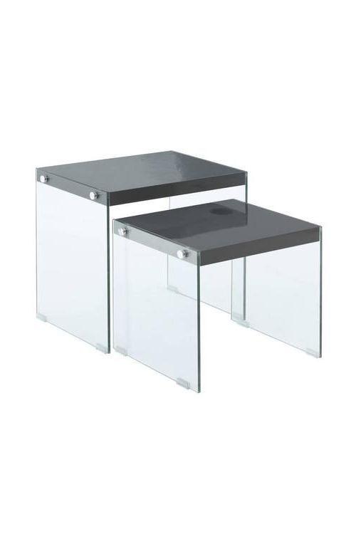 Beistelltisch 2er-Set Elementary Glas, Schwarz