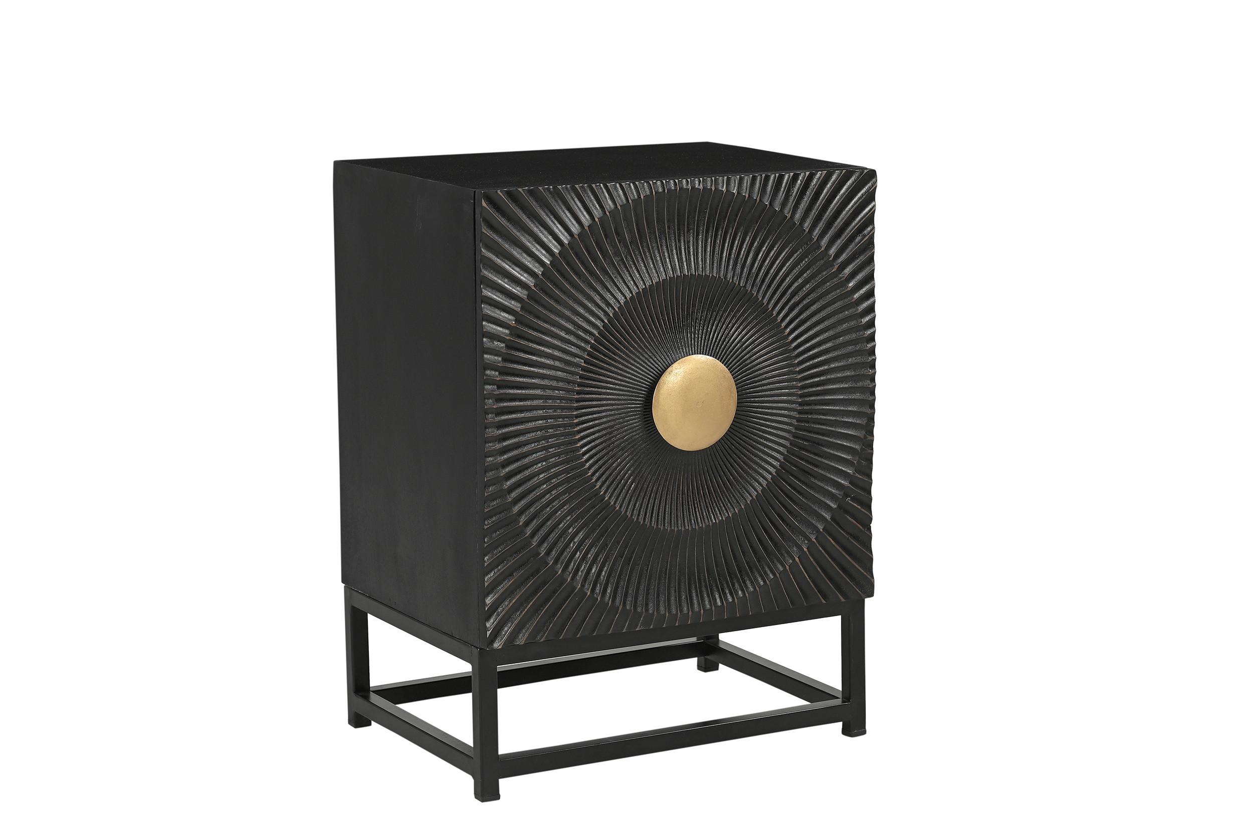 NACHTKÄSTCHEN Schwarz B: 45cm - Goldfarben/Schwarz, Basics, Holz/Metall (45/60/35cm) - Livetastic