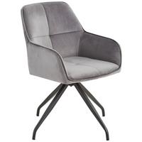 Schalenstuhl Rapallo Grau Gepolstert + Drehbar - Schwarz/Grau, MODERN, Holz/Textil (57/83,5/60cm) - Livetastic