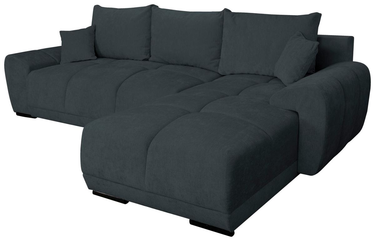 Rohová sedačka BONN, oboustranná, grafitová žinylka - černá/barvy grafitu, Moderní, textil/plast (296/182cm)