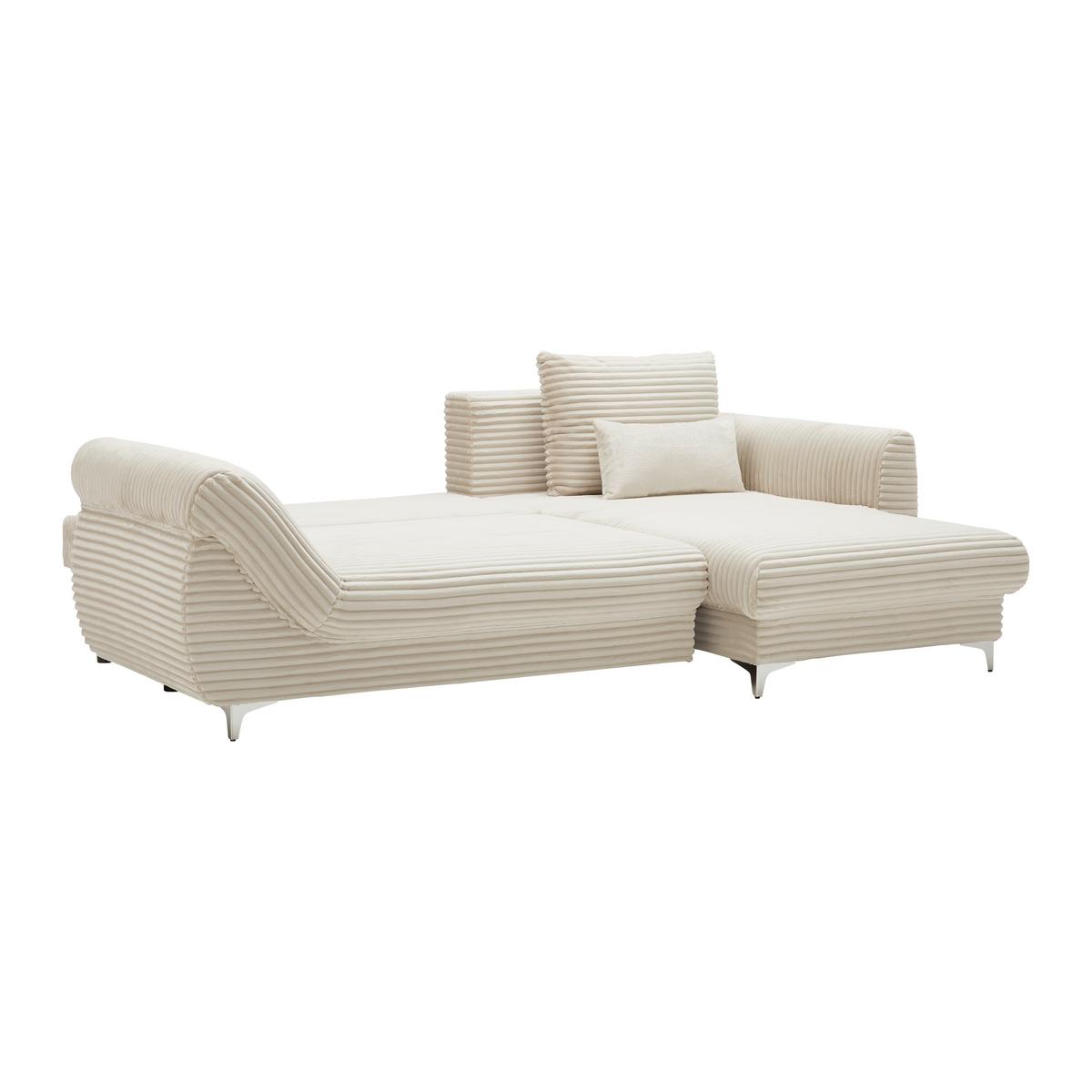 Sedačka Alantis Lux, pravá, krémová - černá/krémová, Lifestyle, kov/dřevo (263/175cm) - Mömax