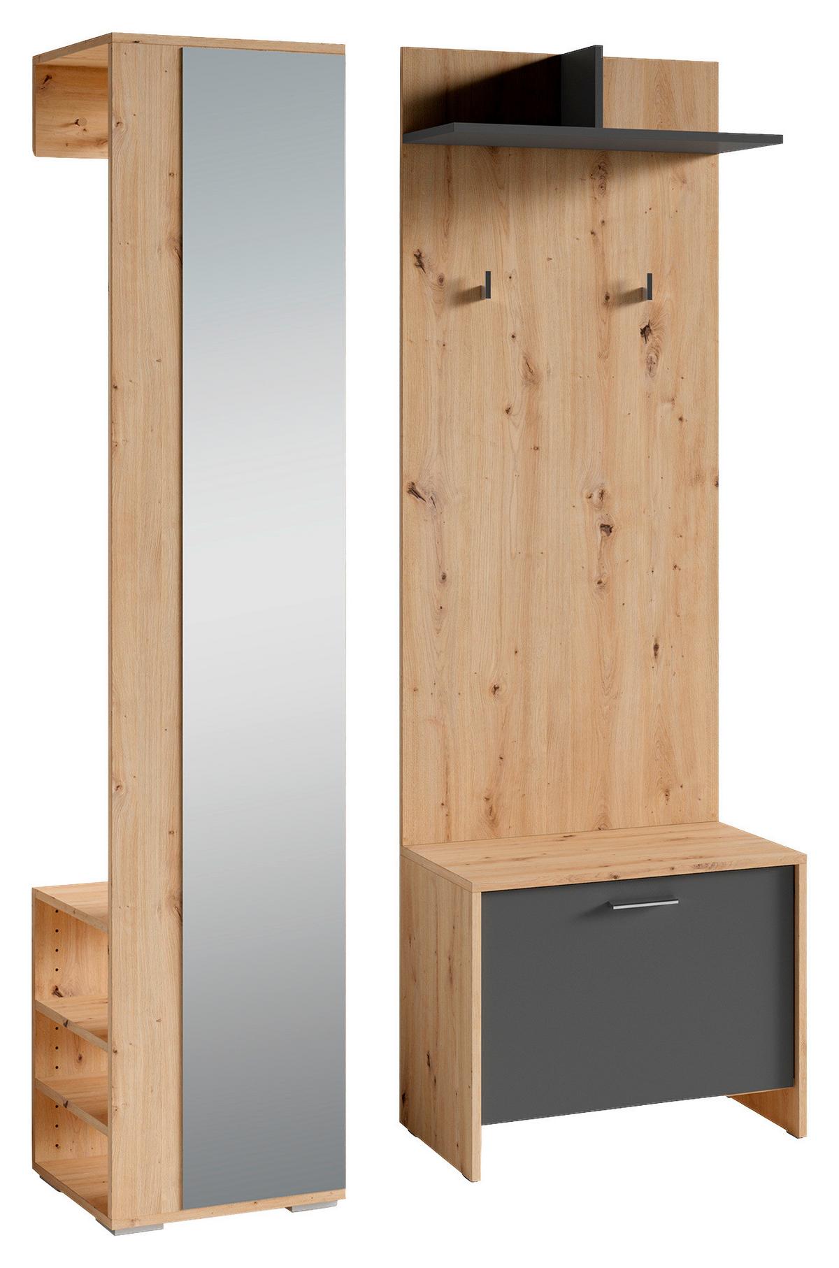 Garderobe Ben Eiche Artisan Anthrazit B: 40 Cm - Anthrazit/Eiche Artisan, Design, Holzwerkstoff (40/184/35cm) - MID.YOU