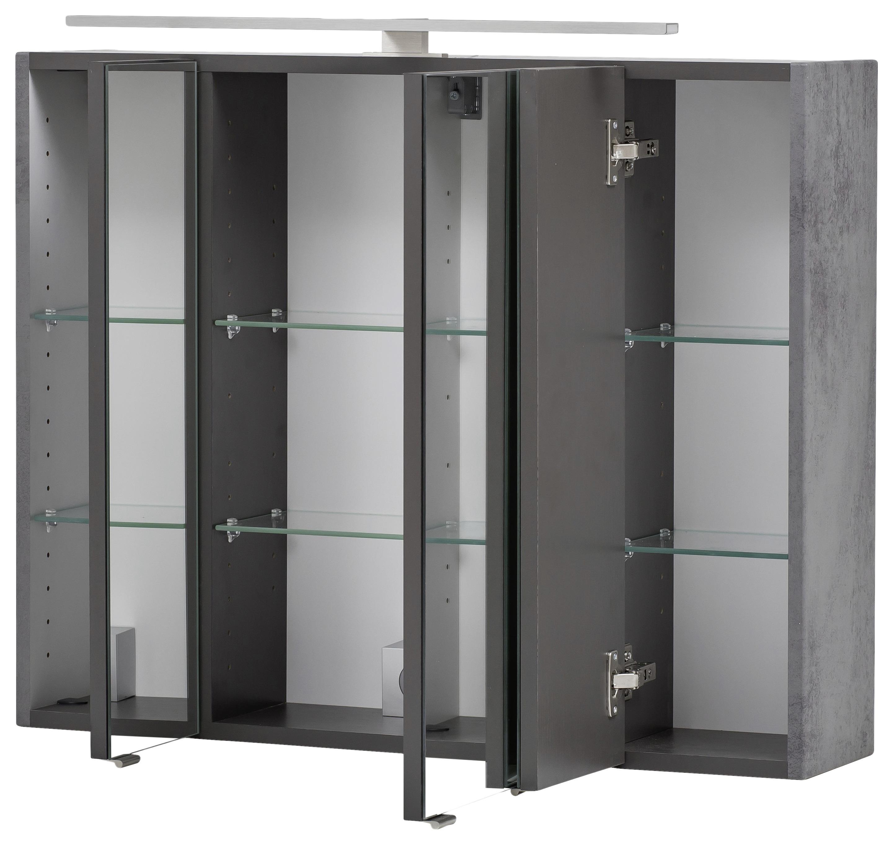 Spiegelschrank in schlichtem Grau