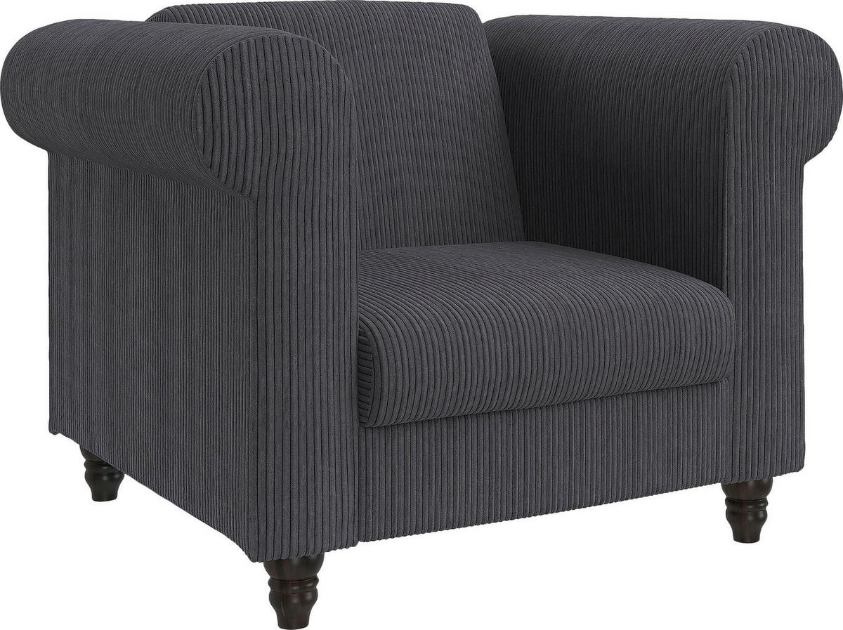 Sessel Firenze Anthrazit, Relaxfunktion - Anthrazit/Schwarz, Basics, Textil (111/83/87cm) - Livetastic