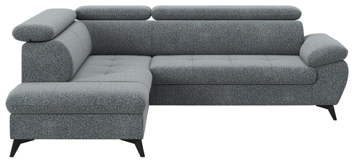 Ecksofa mit Bettfunktion Hudson, Chenille grau - Schwarz/Grau, KONVENTIONELL, Textil (207/256cm) - Sembella