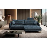 Ecksofa Whisper Blau S: 264x196 cm - Blau/Goldfarben, Design, Textil (264/196cm) - MID.YOU