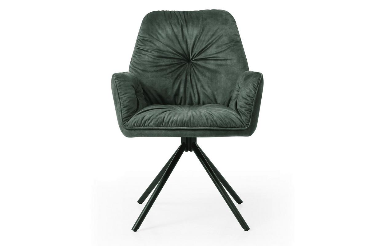 Armlehnstuhl Dunkelgrün B: 61 Cm - Dunkelgrün/Schwarz, MODERN, Textil/Metall (61/90/59cm) - Livetastic