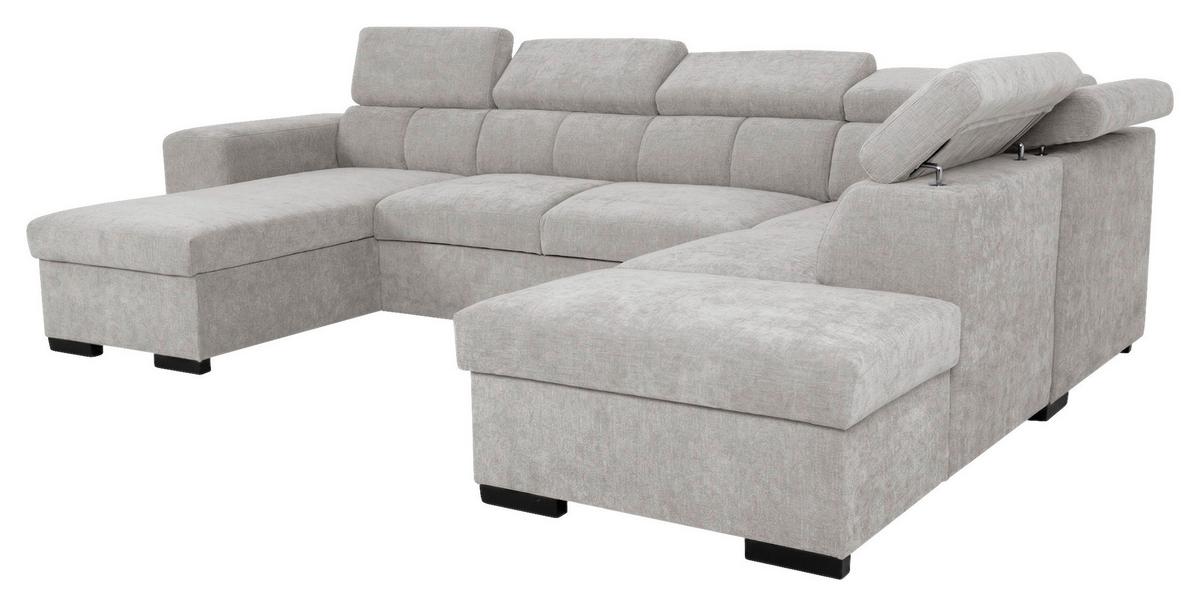 Wohnlandschaft Sirus XL hellgrau,219x334cm - Eichefarben/Hellgrau, KONVENTIONELL, Holz/Holzwerkstoff