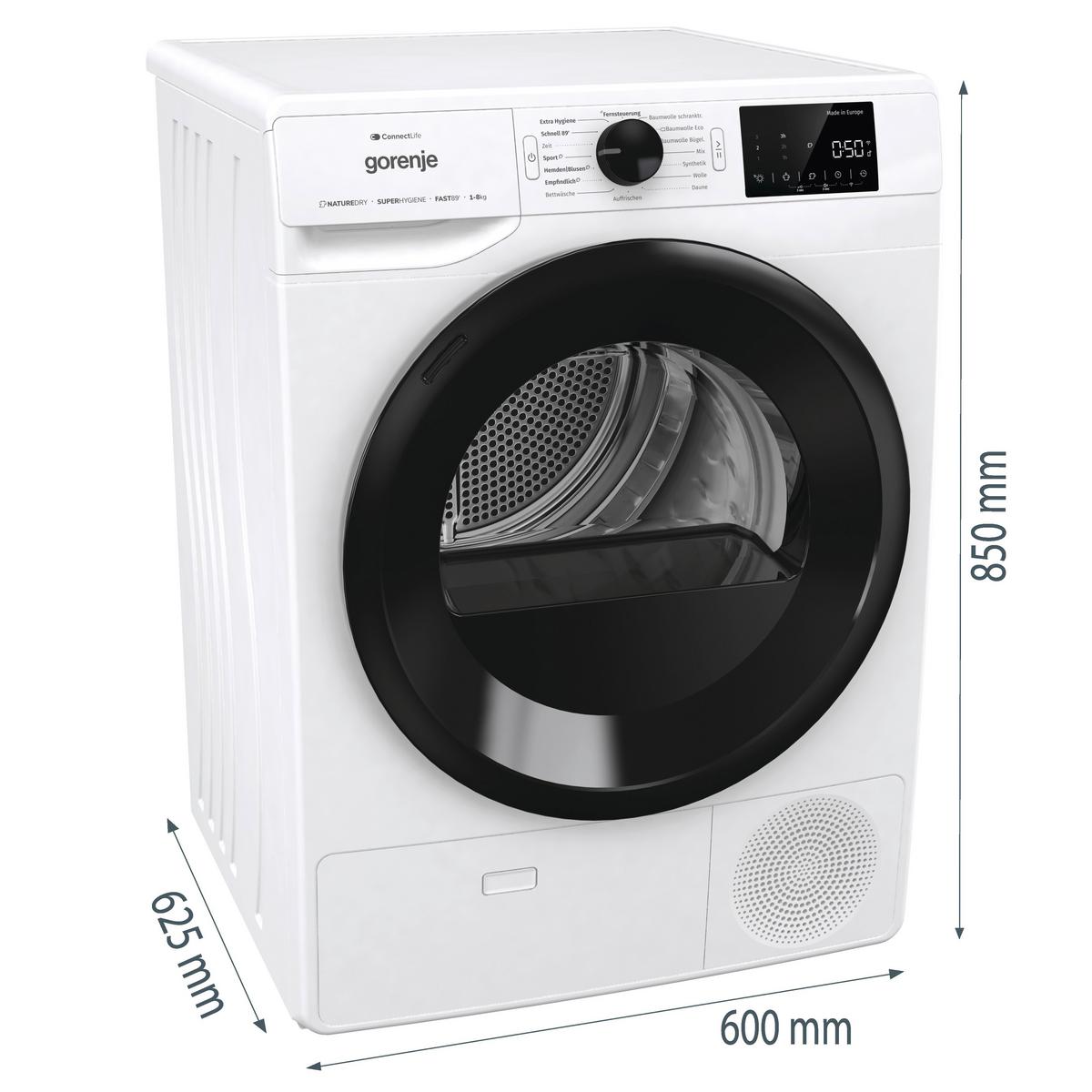 Wärmepumpentrockner Dpne82/gn - Weiß, MODERN, Glas/Kunststoff (60/85/62,5cm) - Gorenje