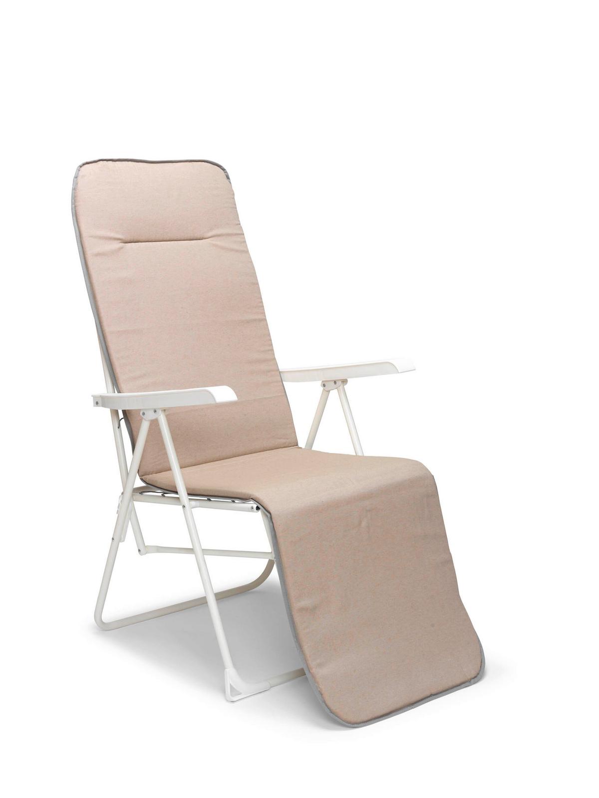 Sonnenliege Chiemsee – Relaxliege - Beige/Weiß, Basics, Textil/Metall (58/108/75cm)