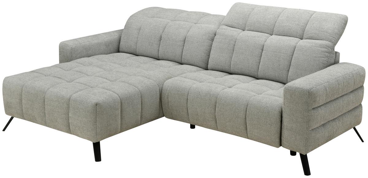 Ecksofa Milano Microfaser Hellgrau, B: 178 Cm - Hellgrau/Schwarz, MODERN, Holz/Textil (178/256cm) - Luca Bessoni