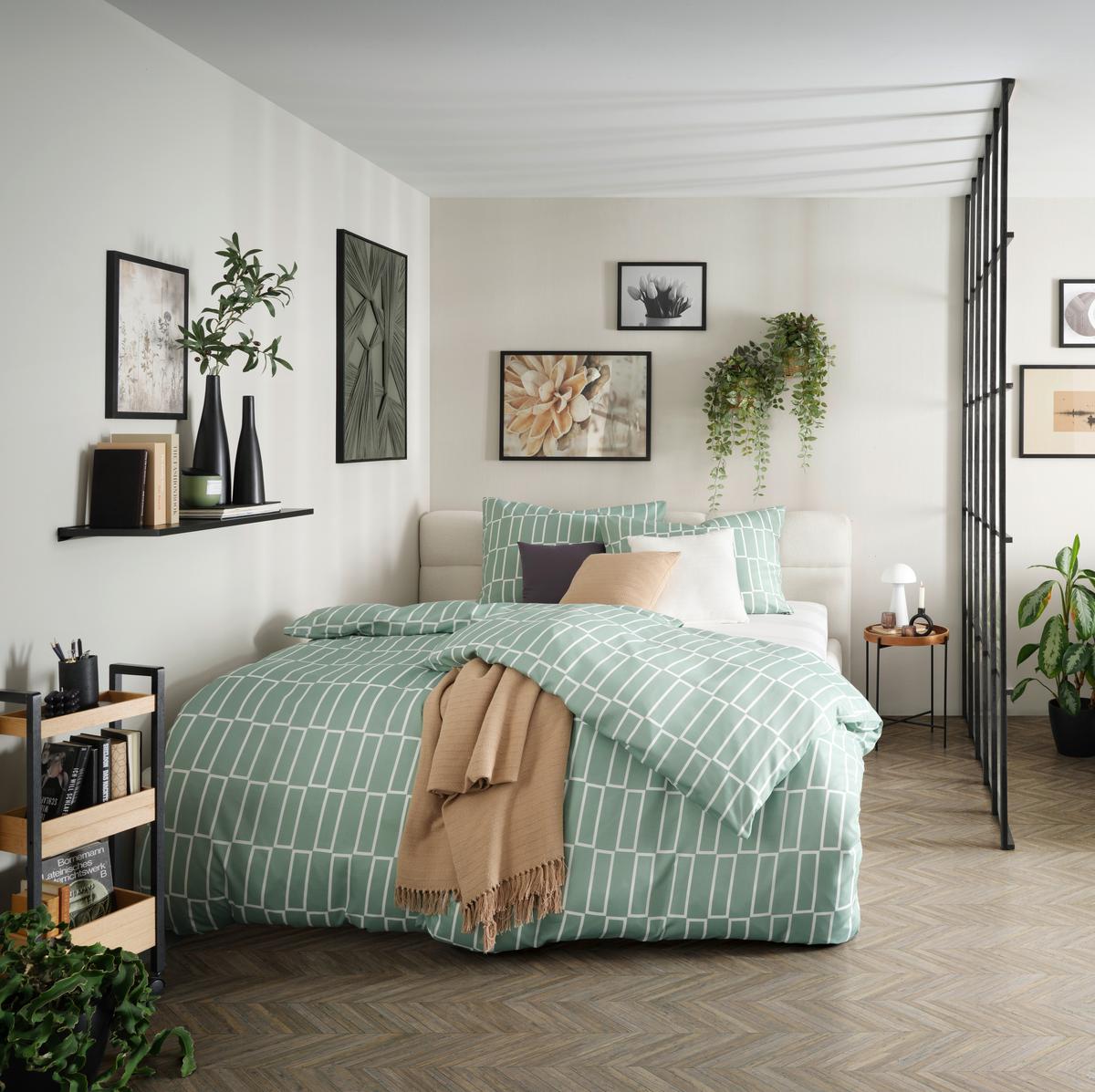 POVLEČENÍ Brigg, 140/200 cm - černá/světle zelená, textil (140/200cm) - Modern Living