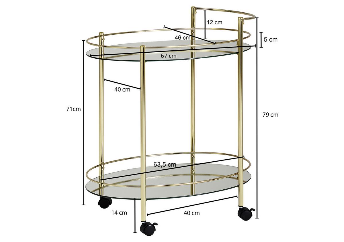 Servírovací stolík WL6.007 zlatý - zlatá, Design, kov/plast (46/67/79cm) - MID.YOU
