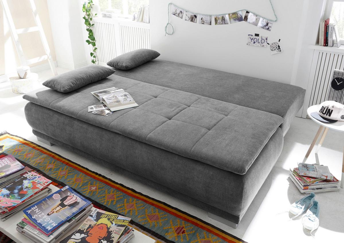 Rozkládací pohovka Luigi tmavě šedá - barvy stříbra/tmavě šedá, Moderní, kompozitní dřevo/textil (208/93/105cm) - MID.YOU