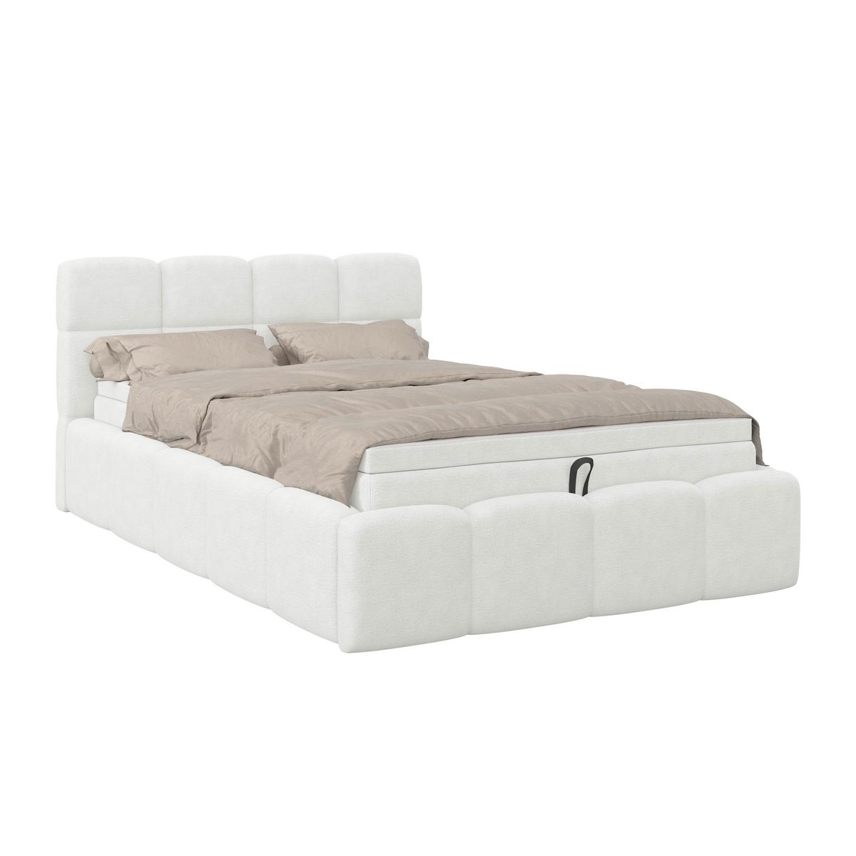 Polsterbett Noe Cremefarben 140x200 Cm - Creme/Schwarz, Trend, Textil/Metall (140/200cm)