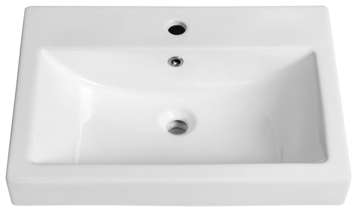 Waschbecken mit Unterschrank Varese B: 150 cm Eiche/Weiß - Eiche Wotan/Weiß, MODERN, Keramik/Holzwerkstoff (105cm) - Held