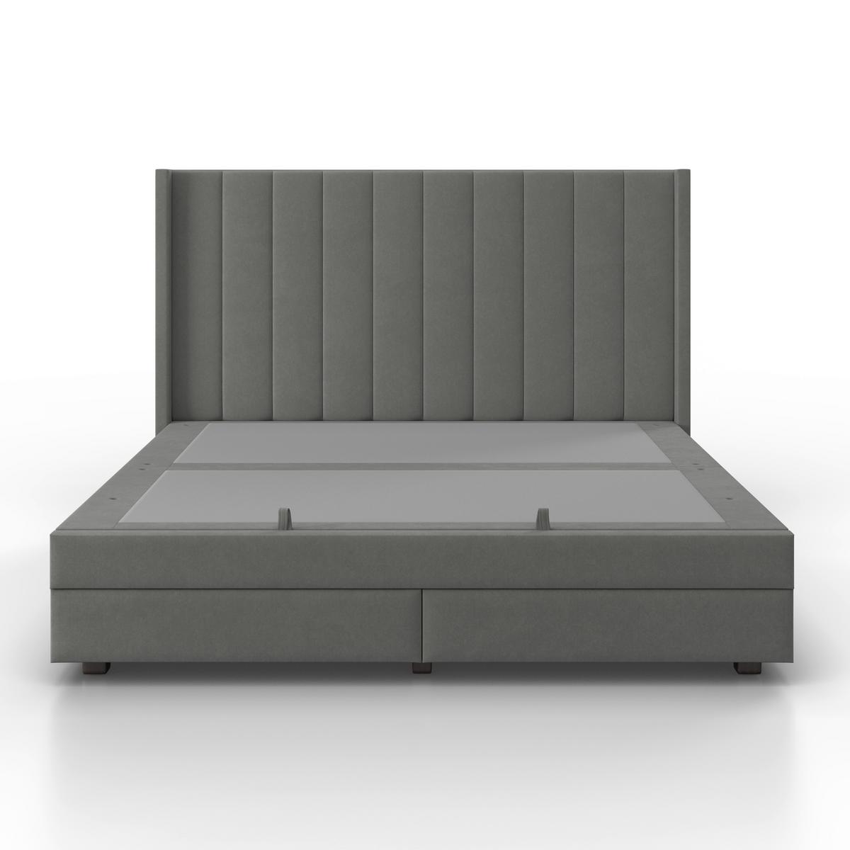 Čalúnená posteľ MAYA 180x200, sivá - sivá/tmavohnedá, Modern, kov/drevo (180/200cm) - Bessagi Home