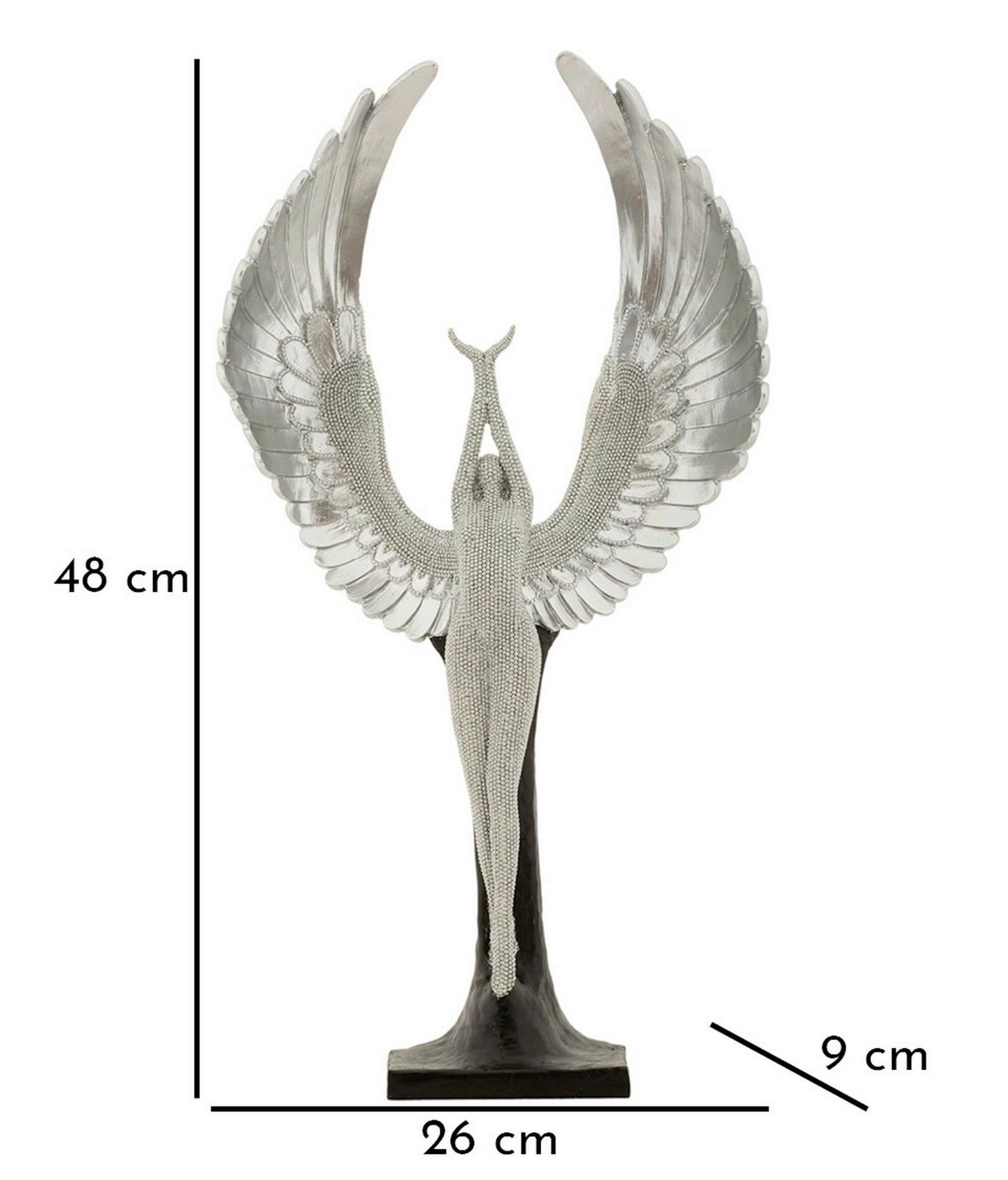 Skulptur Kunststoff, Silver/schwarz - Basics, Kunststoff (26/48/9cm)