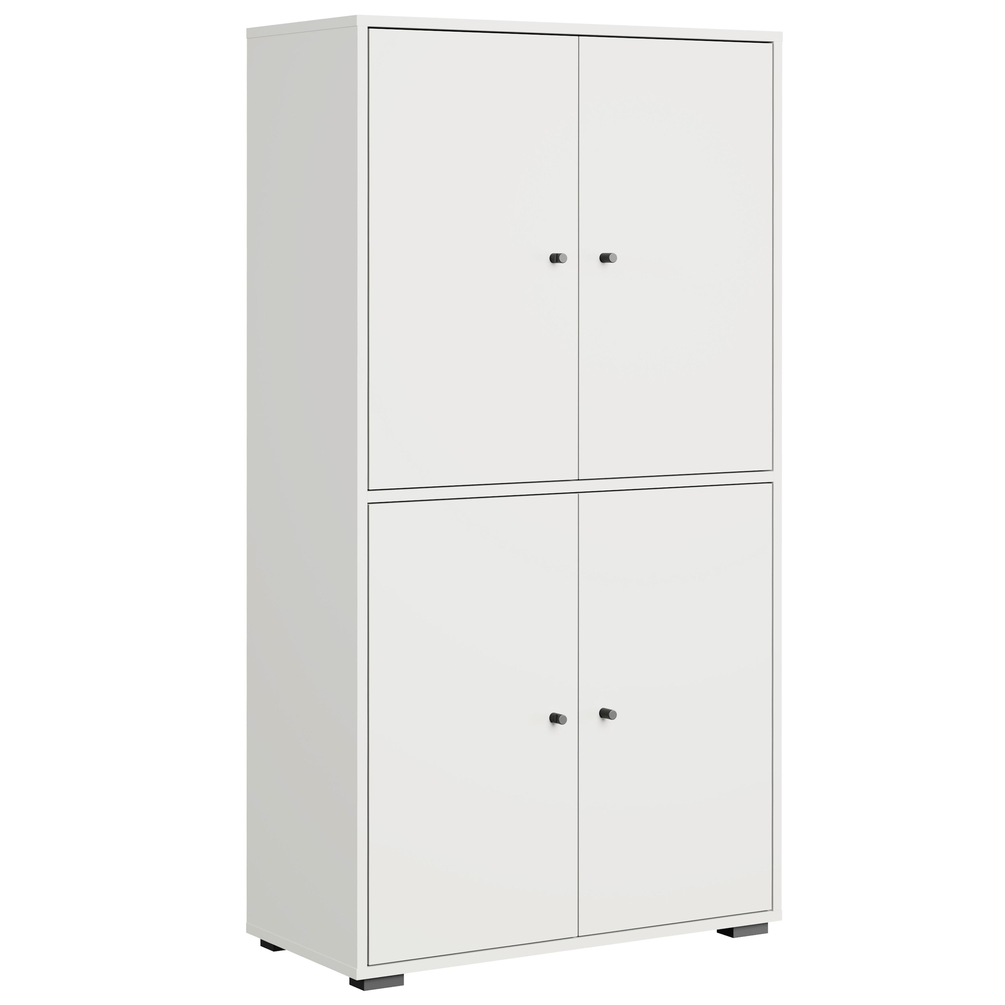 Schuhschrank Dino 020 Weiß B: 70 cm - Schwarz/Weiß, Basics, Holzwerkstoff (70/131/33cm) - P & B