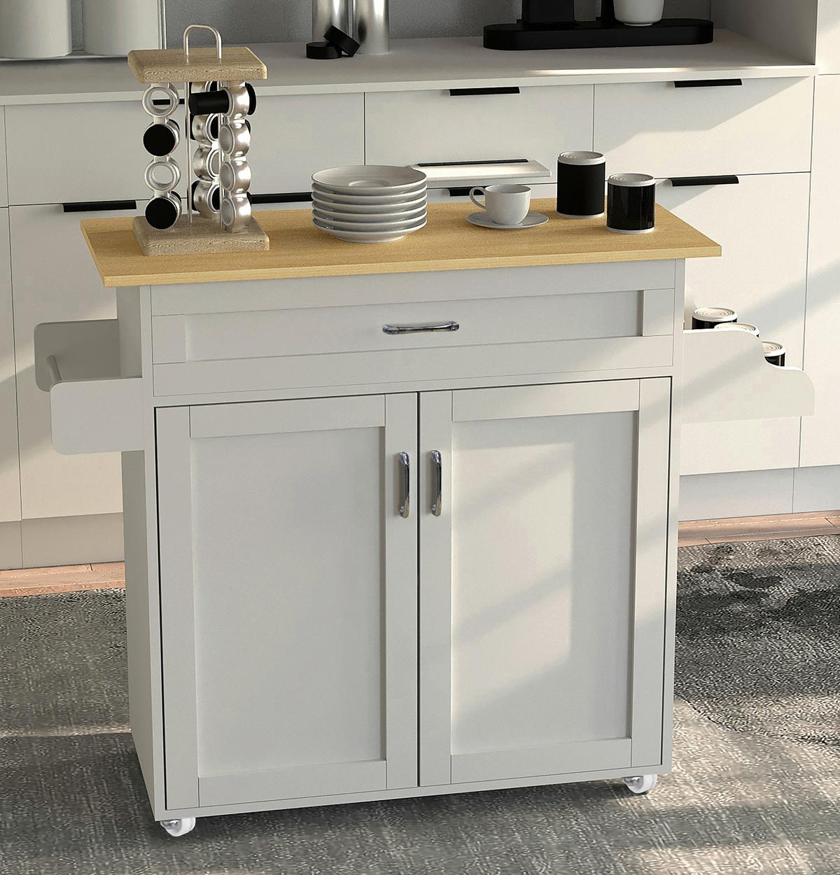 Servierwagen Pastano Weiß, Eiche Dekor B: 114 cm - Honigeiche/Weiß, Basics, Holzwerkstoff/Kunststoff (114/89/39cm) - MID.YOU