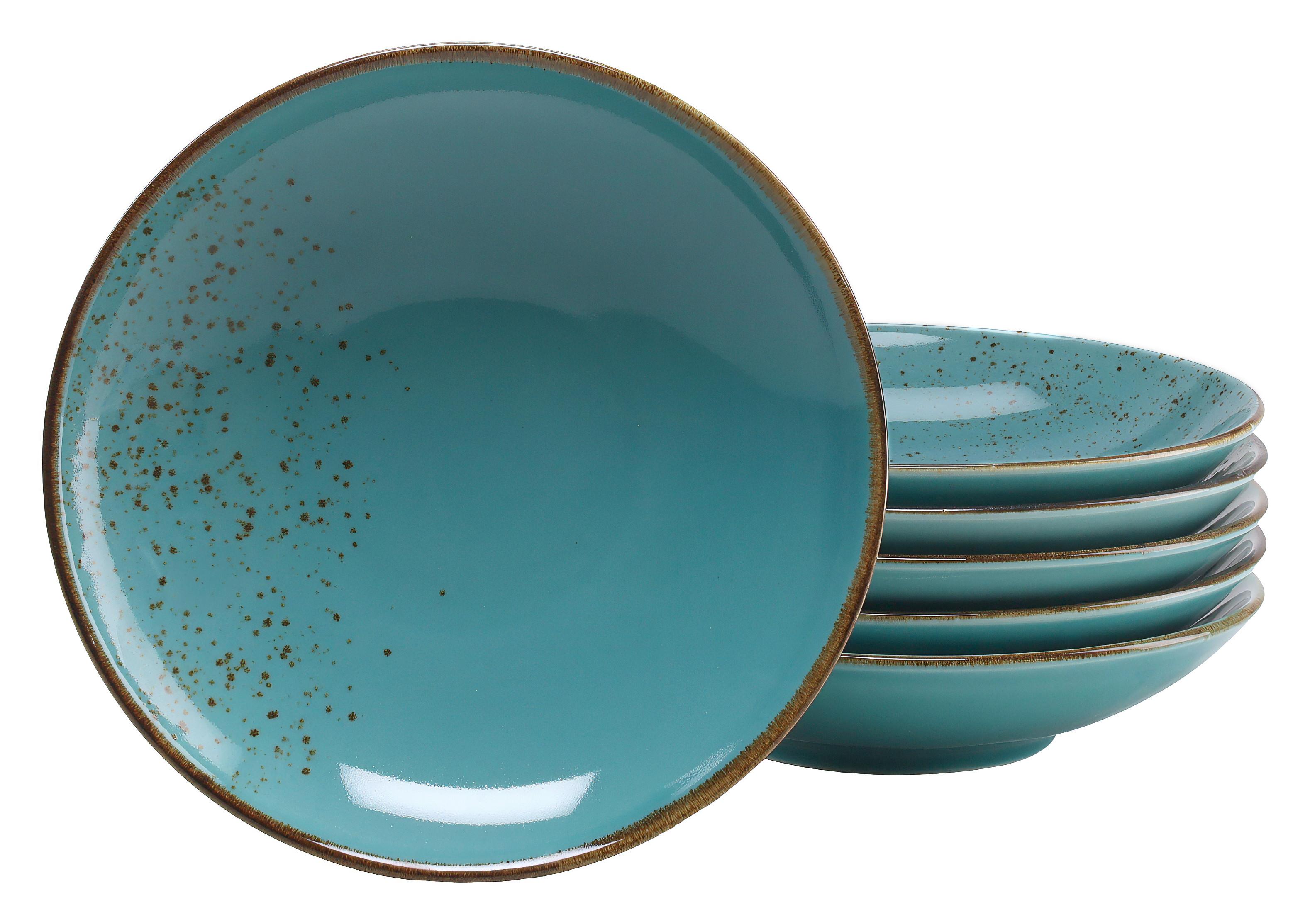 SADA HLBOKÝCH TANIEROV NATURE COLLECTION - tyrkysová, Trend, keramika (22cm) - Creatable