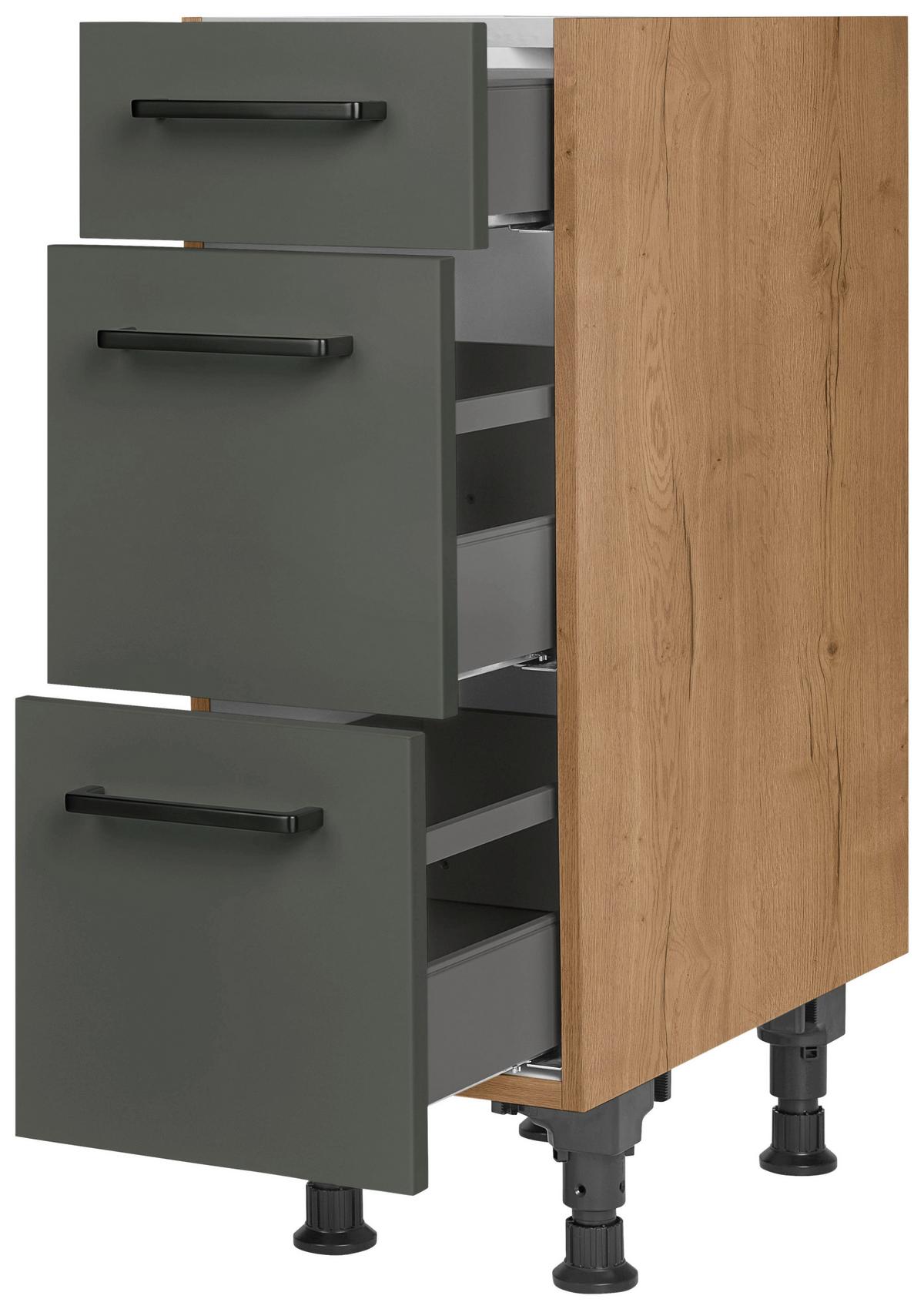 Schubkastenunterschrank Easytouch - Eichefarben/Grün, MODERN, Holzwerkstoff (30/87/56cm) - Nobilia