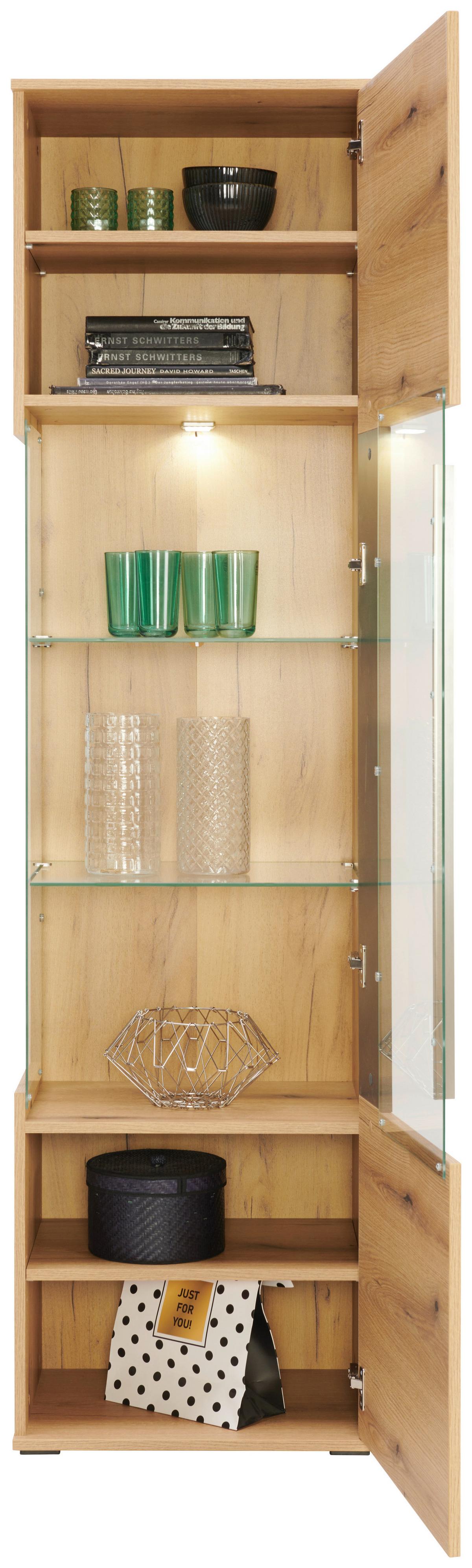 Vitrine Limit B: 52 cm Coast Evoke Eiche Dekor/Matera - MODERN, Glas/Holzwerkstoff (52/201/40cm)